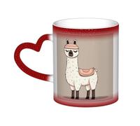 No Drama Llama Coffee Mug with Handle 11 Oz, Color Changing Cups In The Sky, Heat Sensitive Magic Funny Art Mug, Unique Coffee Tea Cup Porcelain Mugs Gift for Women Men Red