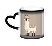 No Drama Llama Coffee Mug with Handle 11 Oz, Color Changing Cups In The Sky, Heat Sensitive Magic Funny Art Mug, Unique Coffee Tea Cup Porcelain Mugs Gift for Women Men Black