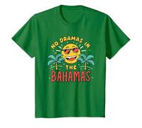 no Dramas in Bahamas Caribbean Summer Vacation Beach Family T-Shirt, Youth, Kelly Green, Medium