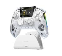 (No Drift) ManbaOne Wireless Game Controller with Interactive Screen for Switch/Windows PC/iOS/Android,Hall Effect Stick and Trigger with Charging Dock(White)