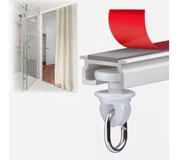No-Drill 2m Self-Adhesive Curtain Pole & Rail Track Set for Living Room Shower - 1.5m Ceiling Curtain Rod - Easy Installation Space-Saving Design 130cm Rails Included