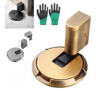 No-Drill Adjustable Magnetic Door Holder,Upgrade Height Removable Heavy Duty Door Stoppers,Aluminum Alloy Floor Doors Bottom Stop with Screws and Adhesive (Bronze, 3 * 1.7 * 5cm/1.1 * 0.6.1.9in)