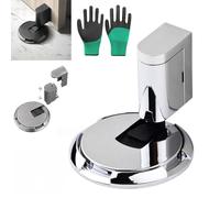 No-Drill Adjustable Magnetic Door Holder,Upgrade Height Removable Heavy Duty Door Stoppers,Aluminum Alloy Floor Doors Bottom Stop with Screws and Adhesive (Silver, 3 * 1.7 * 5cm/1.1 * 0.6.1.9in)