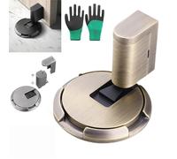 No-Drill Adjustable Magnetic Door Holder,Upgrade Height Removable Heavy Duty Door Stoppers,Aluminum Alloy Floor Doors Bottom Stop with Screws and Adhesive (BronzeB, 3 * 1.7 * 5cm/1.1 * 0.6.1.9in)