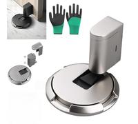 No-Drill Adjustable Magnetic Door Holder,Upgrade Height Removable Heavy Duty Door Stoppers,Aluminum Alloy Floor Doors Bottom Stop with Screws and Adhesive (SilverB, 3 * 1.7 * 5cm/1.1 * 0.6.1.9in)