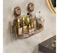 No-Drill Bathroom Suction Storage Box, Suction Cup Shower Caddy, Removable Waterproof Bathroom Wall Shelf, Large Capacity Shower Shelves, Suction Shower Organizer for Bathroom Kitchen (Gold)