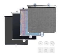 No Drill Blackout Blind Shade with Suction Cups Adhesive Hooks, 80%-99% Sun Blocking Shade Retractable Roller Window Curtain for Home Office Car Balcony Skylight(Black Dots,W80 x H160cm)