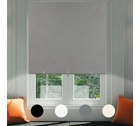 No Drill Blackout Blind Stick on Curtains Thermal Insulated, Adjustable Clips Self Adhesive Cut to Size Easy Fit Temporary Blackout Window Blinds for Bedroom, Nursery (1, Grey, 145W x 200H cm)