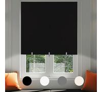 No Drill Blackout Blind Stick on Curtains Thermal Insulated, Adjustable Clips Self Adhesive Cut to Size Easy Fit Temporary Blackout Window Blinds for Bedroom, Nursery (1, Black, 145W x 200H cm)