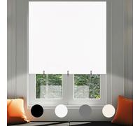 No Drill Blackout Blind Stick on Curtains Thermal Insulated, Adjustable Clips Self Adhesive Cut to Size Easy Fit Temporary Blackout Window Blinds for Bedroom, Nursery (1, White, 90W x 180H cm)