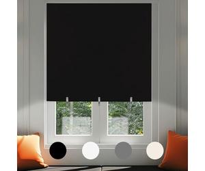 No Drill Blackout Blind Stick on Curtains Thermal Insulated, Adjustable Clips Self Adhesive Cut to Size Easy Fit Temporary Blackout Window Blinds for Bedroom, Nursery (1, Black, 120W x 180H cm)