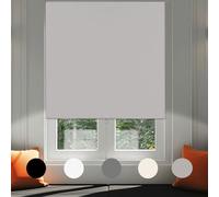 No Drill Blackout Blind Stick on Curtains Thermal Insulated, Adjustable Clips Self Adhesive Easy Fit,Backside Black Coating Temporary Blackout Window Blinds for Bedroom, Nursery(1,Grey,60W x 180H cm)