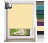 No Drill Blackout Blinds 100 x 120 cm Privacy Protection Easy to Install, Curtain Roller Blind with Install Accessories for Bedroom, Nursery, Beige