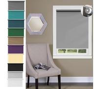 No Drill Blackout Blinds 55 x 100 cm Thermal Insulated UV Protection, Blackout Vision Curtains in a Variety of Sizes Ideal for Bedroom, Nursery, Light Grey