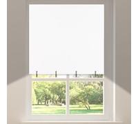 No Drill Blackout Roller Blinds Easy Fit Thermal Stick On Temporary Shades | Self Adhesive, No Screw, Perfect Fit, Black out Window Cover, For Bedroom Bathroom Kitchen Window Doors, with 4 Clips