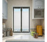 No Drill Blinds 120 x 80 cm Light Filtering, Blackout Thermal Privacy Protection Non-Woven Light Filtering Quick Fix and Easy to Install for Windows Patio Kitchen, White