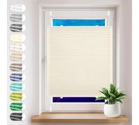 No Drill Blinds 65 x 100 cm Light Filtering, Blackout Thermal Privacy Protection Non Woven Pleated Blind Quick Fix and Easy to Install for Windows Patio Kitchen, Beige