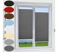 No Drill Blinds 70 x 180 cm (Wxh), No Drill, Light Filtering Pleated Fabric Blind Quick Fix and Easy to Install for Bedroom Kitchen, Dark Grey