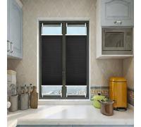 No Drill Blinds 75 x 100 cm Light Filtering, Blackout Thermal Privacy Protection Non-Woven Light Filtering Quick Fix and Easy to Install for Windows Patio Kitchen, Black