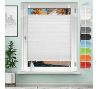 No Drill Blinds 95 x 75 cm Light Filtering, Blackout Thermal Privacy Protection Pleated Temporary Shades Quick Fix and Easy to Install for Windows Patio Kitchen, White