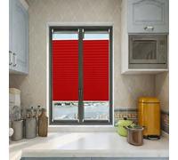 No Drill Blinds 95 x 85 cm Light Filtering, Blackout Thermal Privacy Protection Non-Woven Light Filtering Quick Fix and Easy to Install for Windows Patio Kitchen, Red