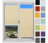 No Drill Blinds - Instant Temporary Pleated Blinds 105x130 cm, Translucent Cream Roller Shades, Easy Install Window Coverings, Blackout for Doors & Windows