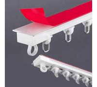 No-Drill Ceiling Curtain Rods - Self-Adhesive Room Divider Track with Quiet Rollers - Damage-Free Hanging Solution - Adjustable 4.3ft for Easy Installation
