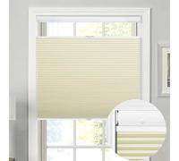 No Drill Cellular Honeycomb Shades - Cordless Blackout Window Blinds for Home Office & Bedroom - Pleated Light Filtering Cream 60cm W x 150cm H
