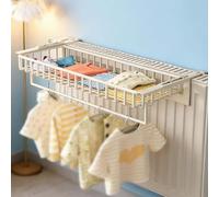 No-Drill Clothes Drying Rack, Over Radiator Shelf with Hollow Design, Adjustable Hanrs, for Balcony Railing, ill, Living Room & Bedroom
