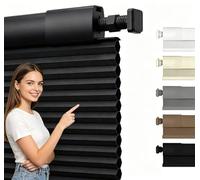 No Drill Cordless Honeycomb Blinds,Full Blackout Cellular Shades for Home | Tool-Free Custom Fit-Privacy -Thermal Insulation, for Bedroom-Office, Living Room and Indoor Home Use77cm W x 180cm H
