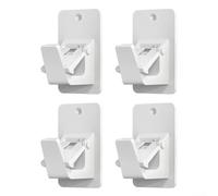 No Drill Curtain Brackets for Bathroom Bedroom Kitchen, 4pcs Pack with Anti Slip Spring Lock, Compatible with Rods 5/8 to 12/8 Diameter, Peel and Setup, ABS Material (White )