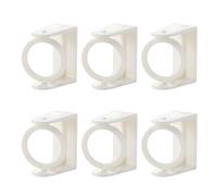 No Drill Curtain Pole Brackets, 6 Pcs Curtains Rod Holder Self Adhesive Curtain Hooks Towel Pole Holder Wall Fixing Rod Hangers Hooks with Rotating Ring for Bathroom Kitchen