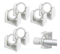 No Drill Curtain Pole Brackets, 6 Pcs Curtains Rod Holder Self Adhesive Curtain Hooks Towel Pole Holder Wall Fixing Rod Hangers Hooks with Rotating Ring for Bathroom Kitchen