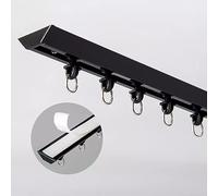 No Drill Curtain Track with End Cap & Hooks Self-Adhesive Aluminum Curtain Rod for Bathroom Doorway Closet RV Window - 5ft Black Single Rail Solution