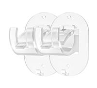 No Drill Curtains Rod Brackets - 2PCS Heavy Duty Shade Rod Hook | Self-Adhesive Drape Holder | 3.15x1.97x1.57 Inches, ABS+Electronic Components, Stick Holder Hooks, Curtains Support Hanger Bathroom