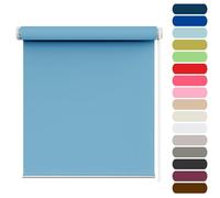 No Drill Curtains Roller Blind 115 x 115 cm Portable Travel Temporary Permanent, Day and Night Window Shades Thermal, for Any Room, Sky Blue