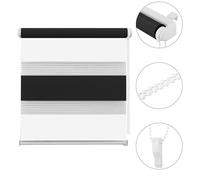 No-Drill Day and Night Roller Blind - Black & White Zebra Window Shade for Light Control & Privacy, Clip-On Fit, 120 x 150 cm