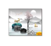 No Drill Electrical Panel Cover Art - Peel & Stick Removable Fuse Box Wall Decor, Damage-Free Hiding for Breaker/Circuit Box, Living Room Home Decor (A,80x60cm)