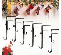 No-Drill Fireplace Garland Hanger, Stocking Hangers for Mantel, 2 in 1 Garland and Stocking Hanger with Non-Slip Padding, Adjustable Heavy Hooks for Christmas Decor(6 PCS)
