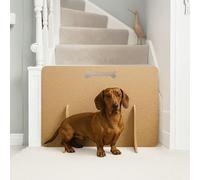No-Drill Freestanding Dog Stair Gate & Barrier for UK Standard Stairs, Pet Stopper, Easy Set Up, Anti-Tipping, Customisable, Water-Resistant MDF, Small & Large Dogs - Plain (70cm x 80cm)