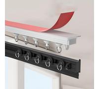 No Drill Heavy-Duty Black Aluminum Shower Curtain Track, Self-Adhesive Ceiling/Wall Mount for Cabinets, Closets, RVs - 85cm (2.7ft) Easy Install, Durable, Versatile