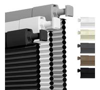 No Drill Honeycomb Pleated Blinds for Indoor Window Blackout Cordless Cellular Shades No Tools Privacy Blinds for Home Easy Fit Custom Shades for Bedroom Office(Black, 55cm W x 135cm H)