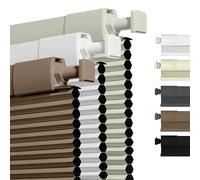 No Drill Honeycomb Pleated Blinds for Indoor Window Blackout Cordless Cellular Shades No Tools Privacy Blinds for Home Easy Fit Custom Shades for Bedroom Office(Dark Brown,110cm W x 135cm H)