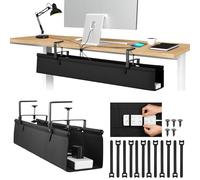 No Drill Large Under Desk Cable Management Tray, Fabric Cord Hider for Wire Organizer, Clamp/Screw Mount Cord Organizer, Standing Desk Cable Management for Office Home (Large (36 Inch))