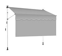 No-Drill Manual Retractable Patio Awning with 3.3ft Extra Long Valance, Adjustable Outdoor Sunshade Canopy, UV Protection Water-Resistant, Aluminum Frame for Porch Deck,Light Gray,47.2x158 in