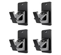 No Drill Mount Curtain Rod Brackets 4pcs for Bathroom, Bedroom, Kitchen, Supports Curtain Rods 5/8 to 12/8 Inch Diameter, Waterproof ABS Material with Anti Slip Lock (Black )