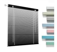 No Drill No Tools 1 Inch Aluminium Mini Blinds Cordless Horizontal Blinds for Indoor Windows, Blackout Window Shades Custom 10" 28" 32" 36" 42" 48" 56" 64" 68" 76" for Home Office Living Room(Black)