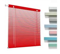 No Drill No Tools 1 Inch Aluminium Mini Blinds Cordless Horizontal Blinds for Indoor Windows, Blackout Window Shades Custom 10" 28" 32" 36" 42" 48" 56" 64" 68" 76" for Home Office Living Room(Red)