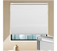 No Drill No Tools Cordless Cellular Blinds, Blackout Honeycomb Pleated Blinds for Indoor Windows, Cellular Shades 45-150cm, Thermal/privacy Honeycomb Shades,white-90x160cm/35.4 * 63in