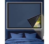 No Drill Portable Blackout Shades 145 x 75 cm, Easy to Stick on & Take Down, Thermal Properties Premium Fabric Blackout Blinds Office Window, with Nano Tape for Travel Rv Car, Blue